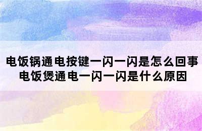 电饭锅通电按键一闪一闪是怎么回事 电饭煲通电一闪一闪是什么原因